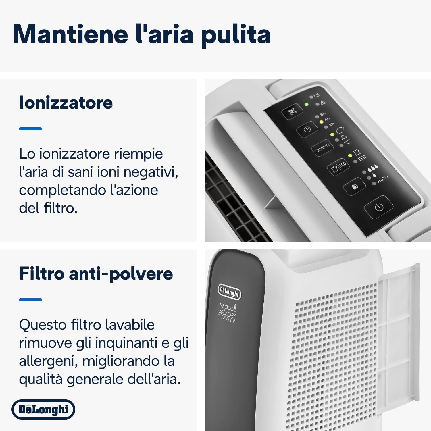 De Longhi DEX 14 Tasciugo Ariadry deumidificatore 14 litri/24h colore