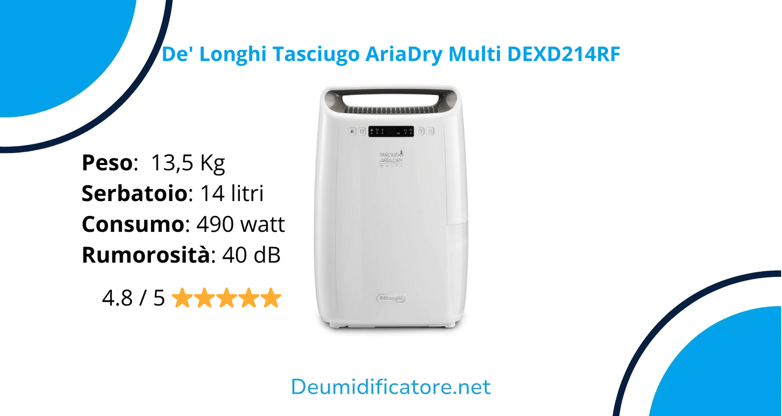 BaseAire Deumidificatore Per Tutta La Casa 70 Pinte, Pompa Integrata, Energy Star, Per Cantine E Crawl Space Fino A 1000 Mq